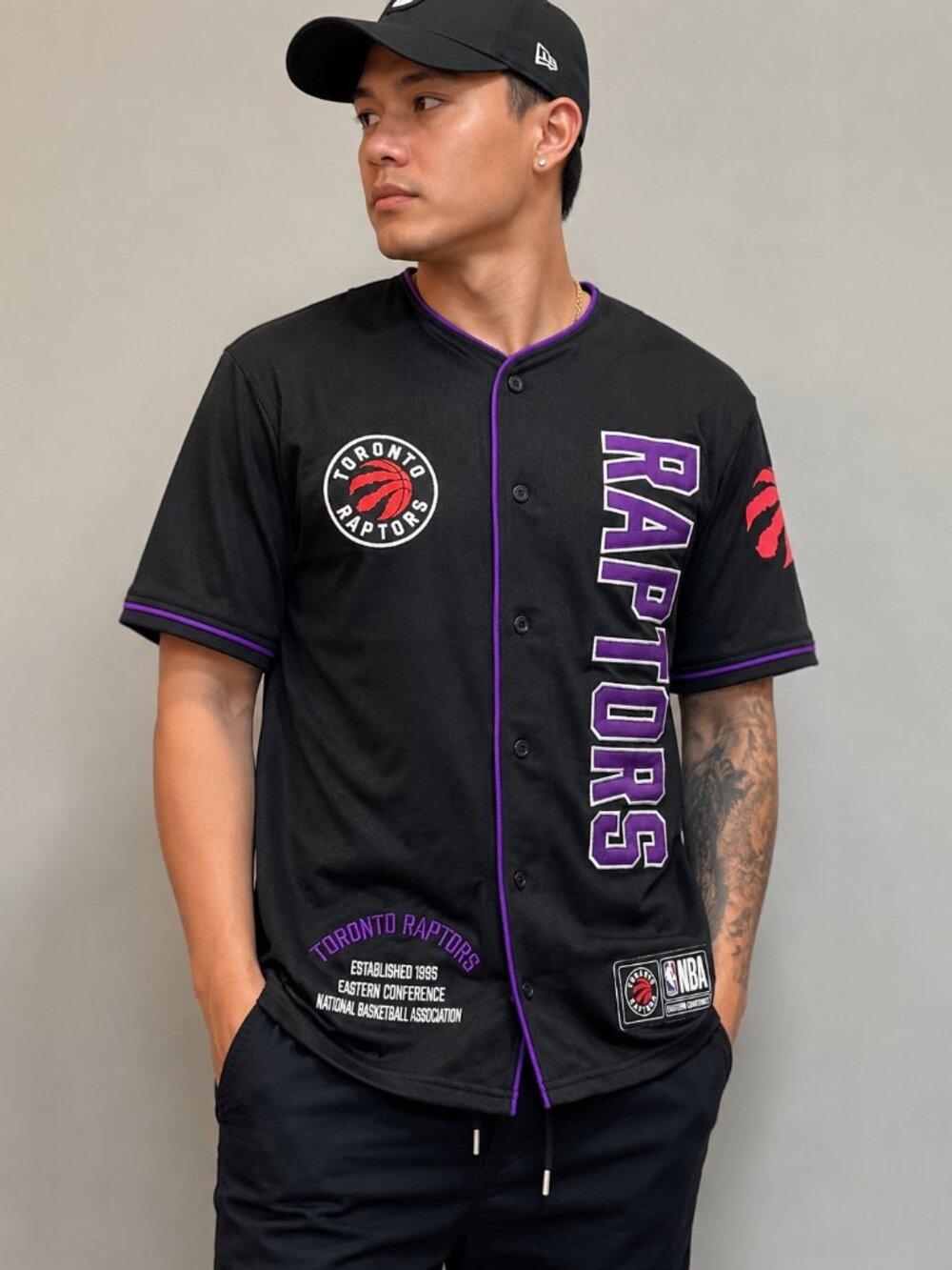 Toronto Raptors NBA Baseball Button Up Jersey Shirt Men's M NWT